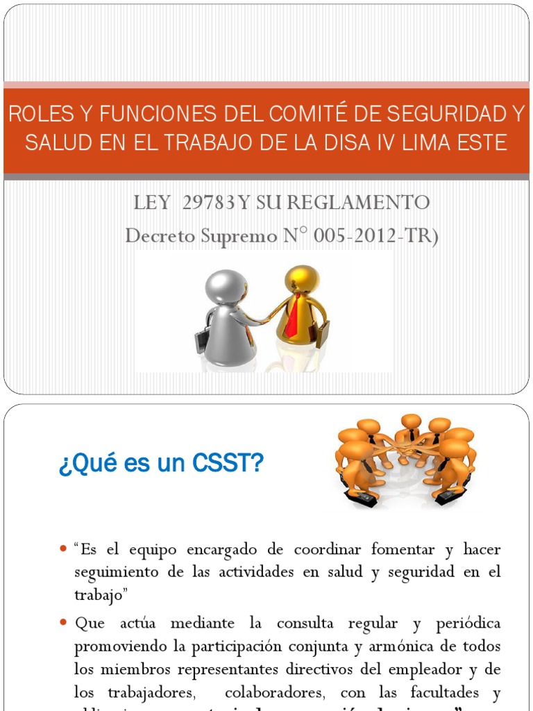 Funciones del CSST en la Ley 29783 | PDF | Valores | Derecho laboral