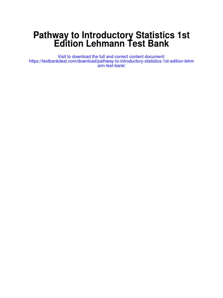Pathway To Introductory Statistics 1st Edition Lehmann Test Bank PDF