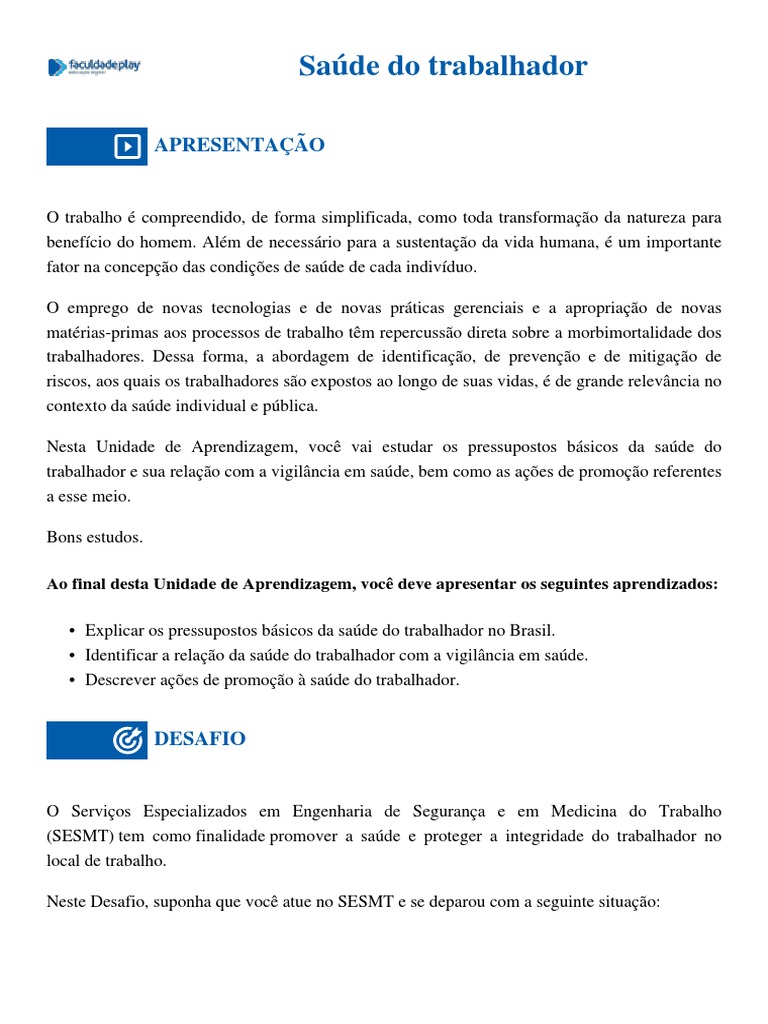 Saude Do Trabalhador Pdf Epidemiologia Promoção De Saúde