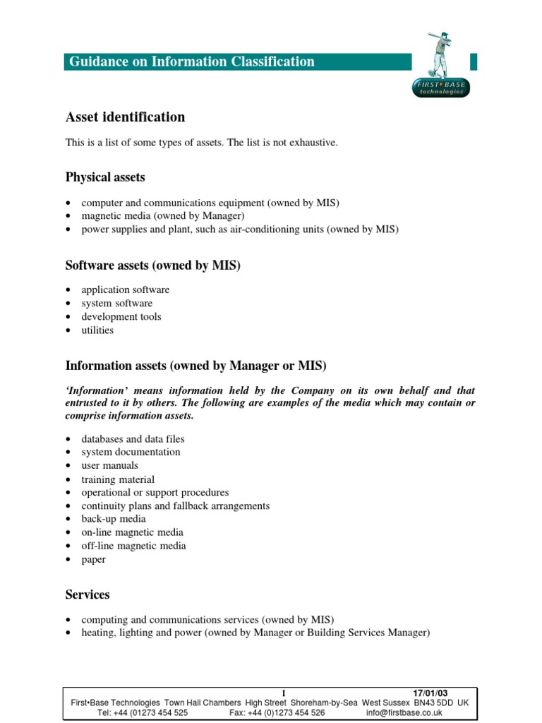 Information Classification Guidelines | PDF