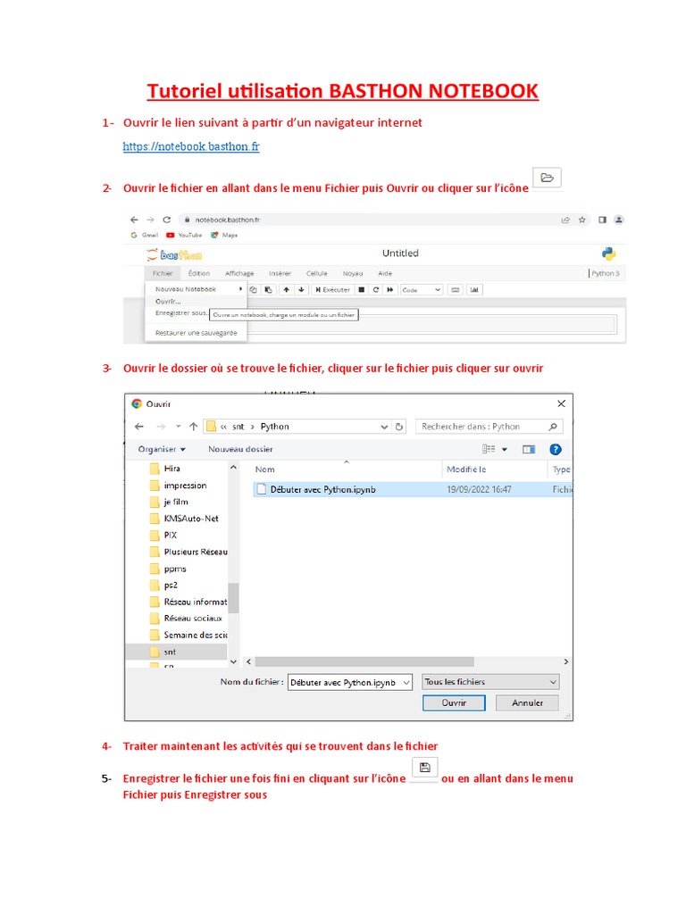Tutoriel pour Basthon Notebook | PDF
