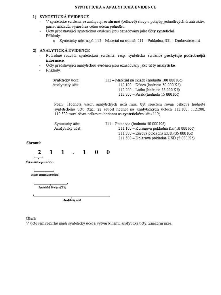 SYNTETICKÁ A ANALYTICKÁ EVIDENCE - Zápis | PDF