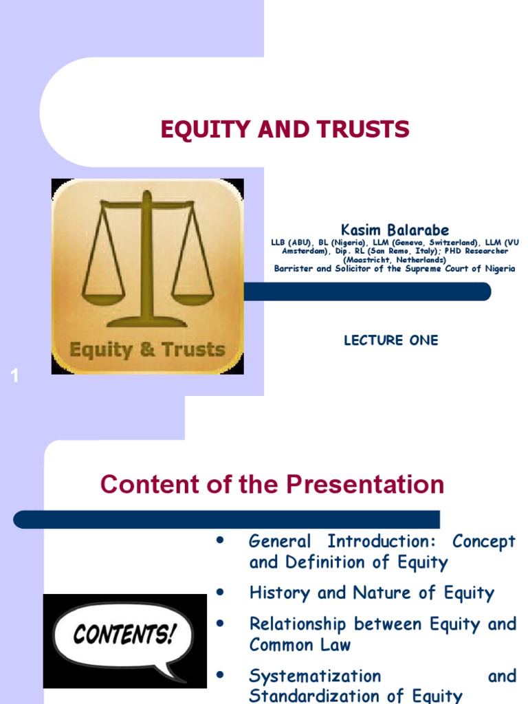 Equity 1 PDF Equity (Law) Common Law