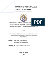 5º Etnobotánica y Tamizaje Fitoquímico de Especies Vegetales Con Potencial Económico de Los Páramos de Ayabaca y Huancabamba, Piura-Perú