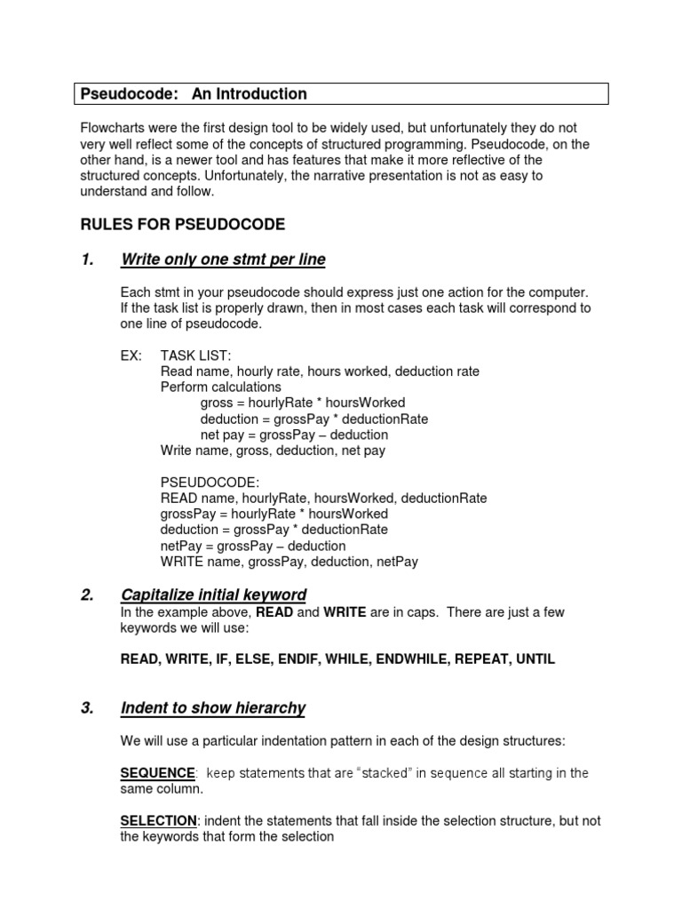 Introduction to Pseudocode Basics | PDF | Parameter (Computer ...