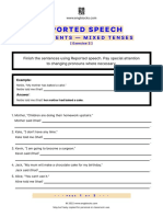 Reported Statements Mixed Tenses Exercise 3
