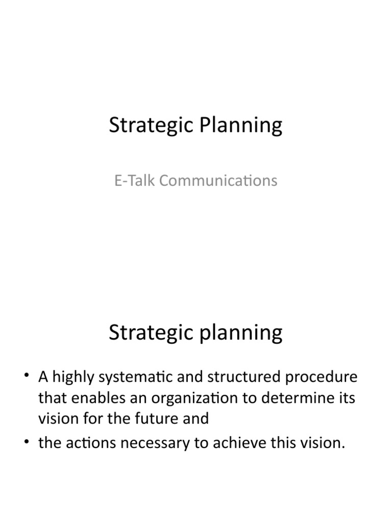 Strategic Planning | PDF