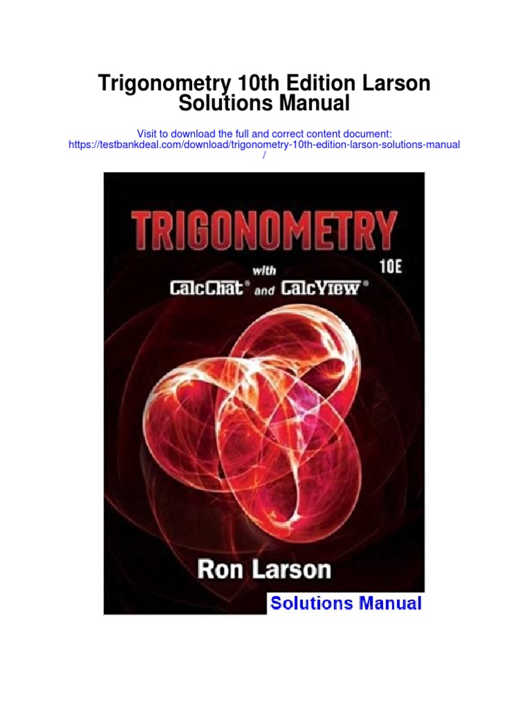 Trigonometry 10th Edition Larson Solutions Manual PDF Trigonometry