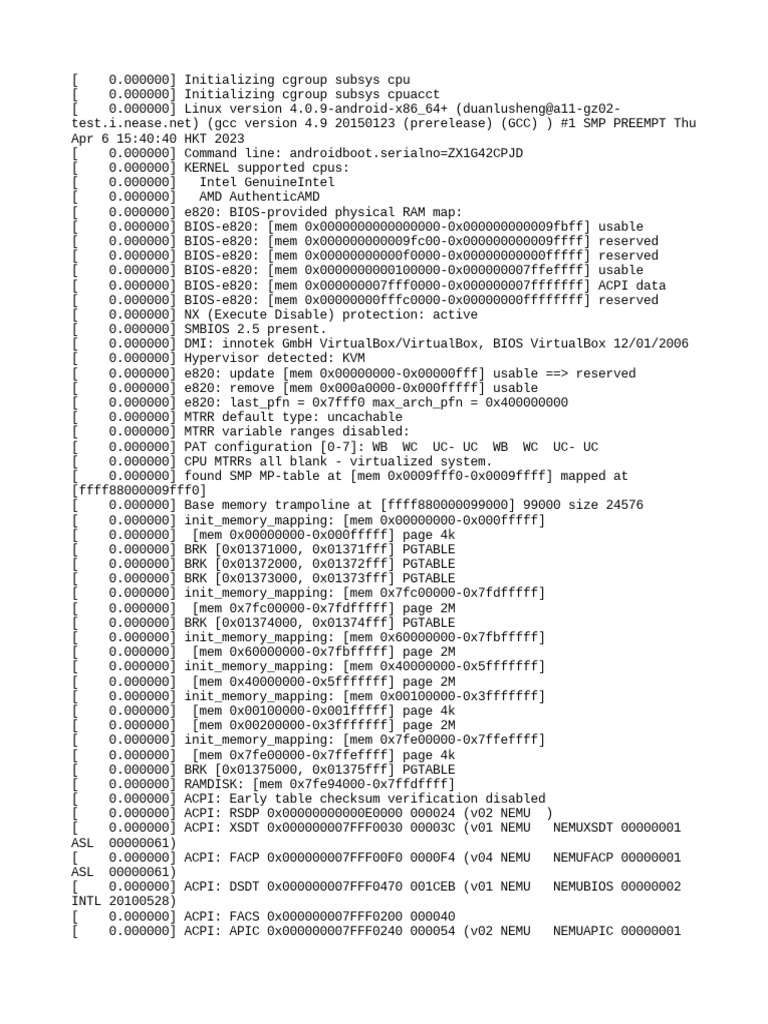 Linux Kernel 4.0.9 Boot Log Analysis | PDF | Usb | Central Processing Unit