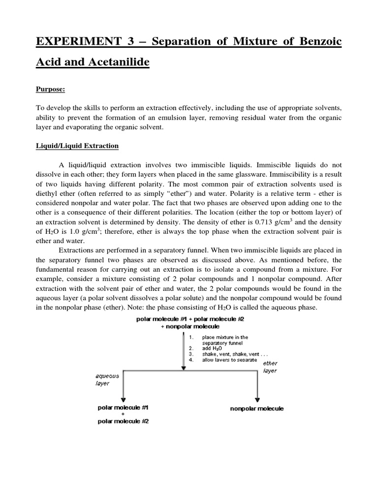 TLC and Extraction of Benzoic Acid | PDF | Thin Layer Chromatography ...