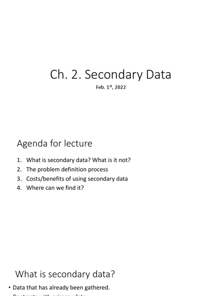 Lecture 2 Bb Secondary Data Pdf Data Cognition