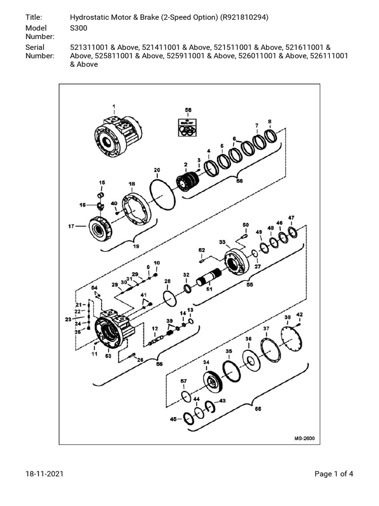 Hydrostatic Motor & Brake (2-Speed Option) (R921810294) - S300 | PDF ...