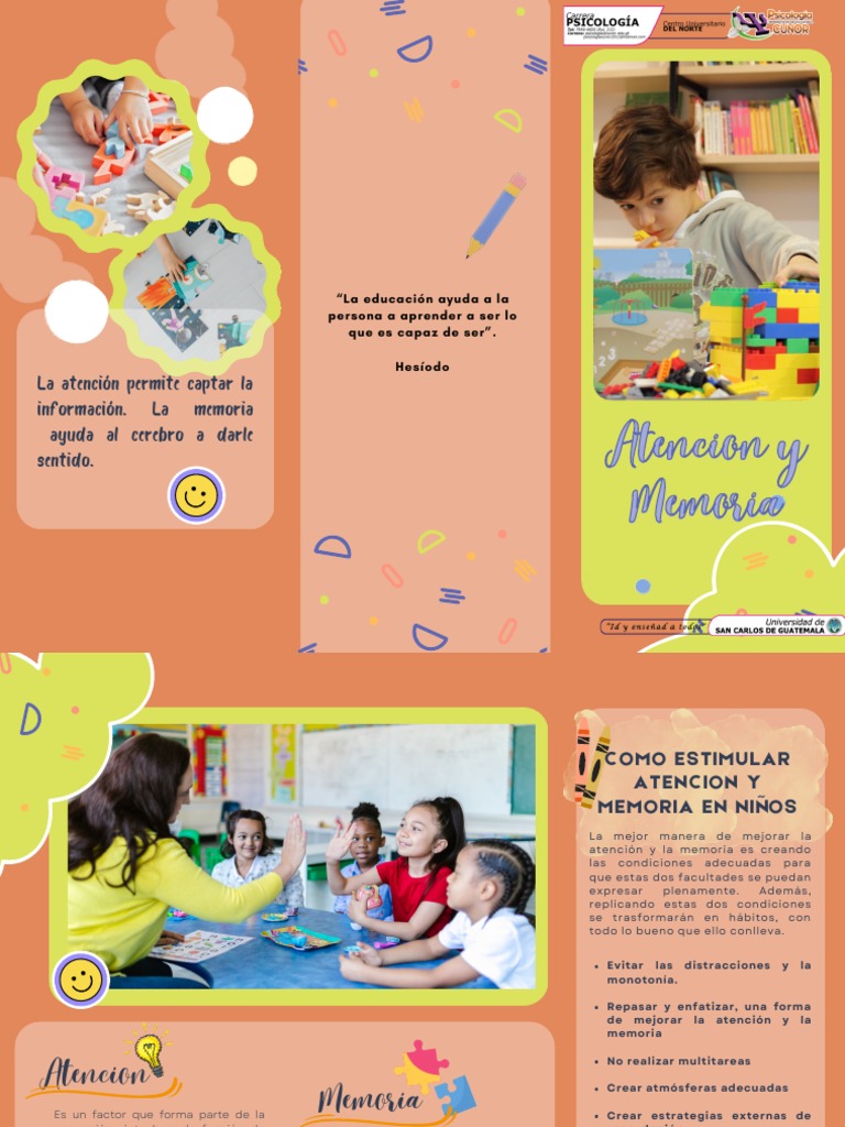 Flyer Folleto Tríptico Actividades para niños Creativo Verde y Naranja ...