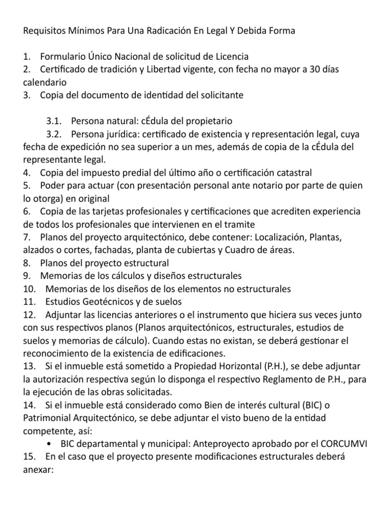 Requisitos m nimos para una radicaci n en legal y debida forma pdf