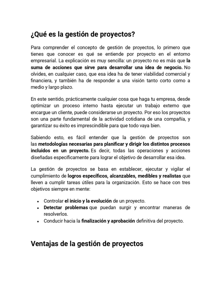 Gestión de Proyectos: Conceptos y Métodos | PDF | Gestión de proyectos ...