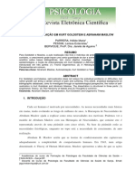 AUTOREALIZAÇÃO EM KURT GOLDSTEIN E ABRAHAM MASLOW. PARRERA, Hélide Maria PESSIM, Larissa Estanislau 1 BERVIQUE, Prof . Dra. Janete de Aguirre 2