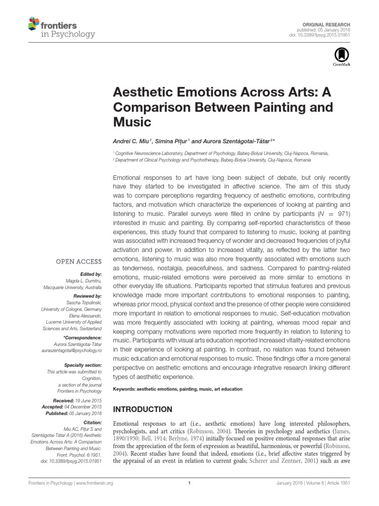 2016 Aesthetic Emotions Across Arts A Comparison Between Painting and