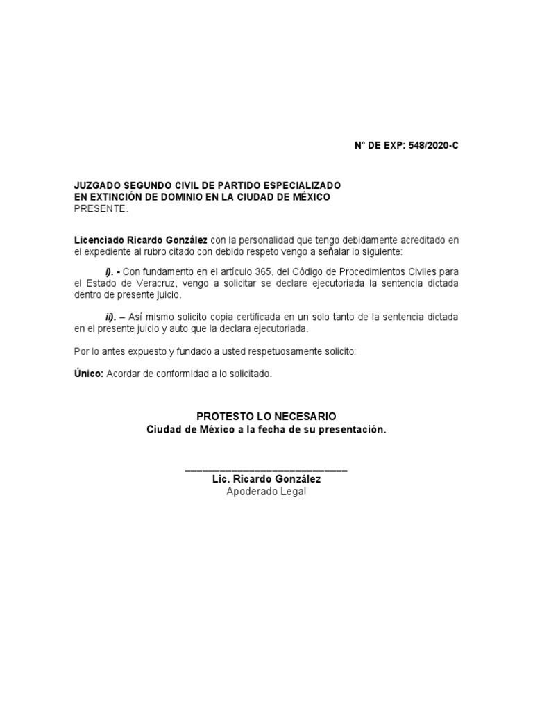 Formato para Causar Ejecutoria Sentencia | PDF