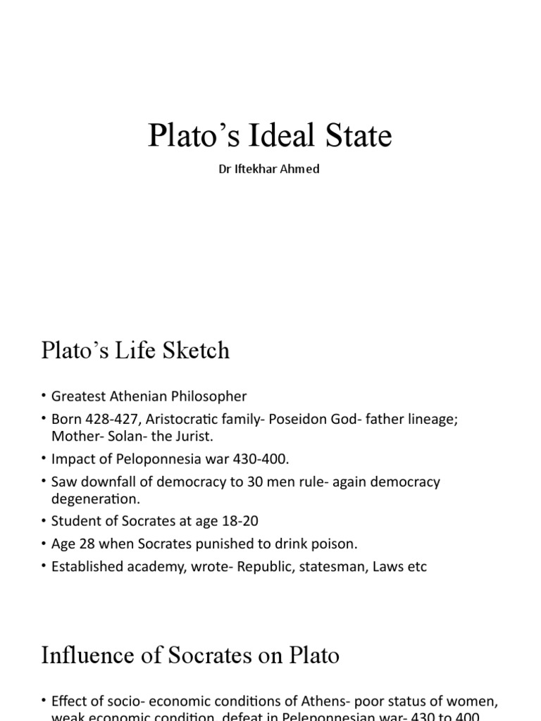 Plato's Ideal State PDF Socrates Plato