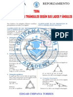 Clasificación de Los Triángulos Según Sus Lados y Ángulos para Primer Grado de Secundaria