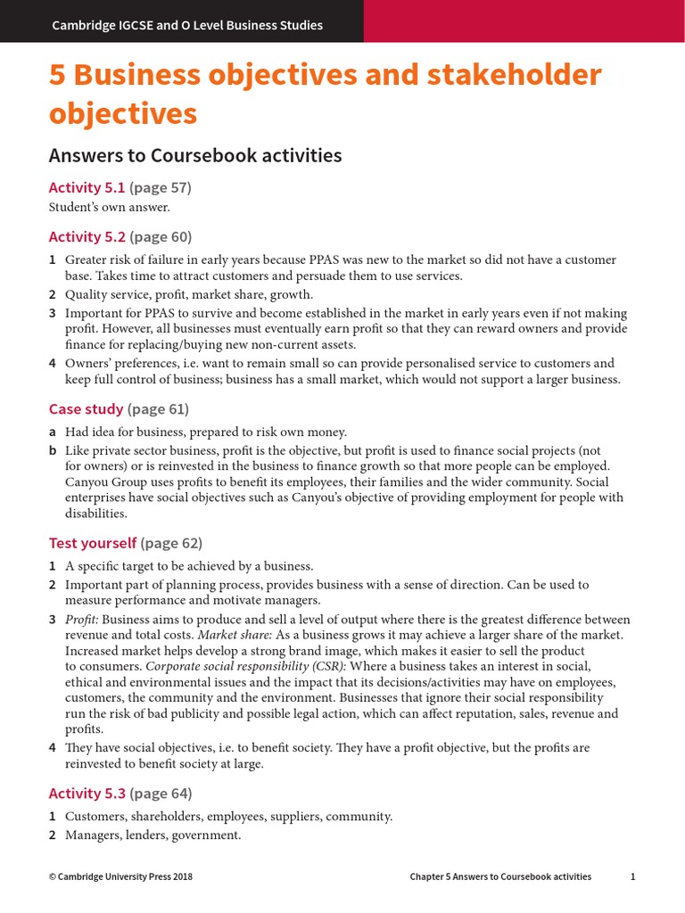 Chapter 5: Business Objectives Answers | PDF | Loans | Dividend
