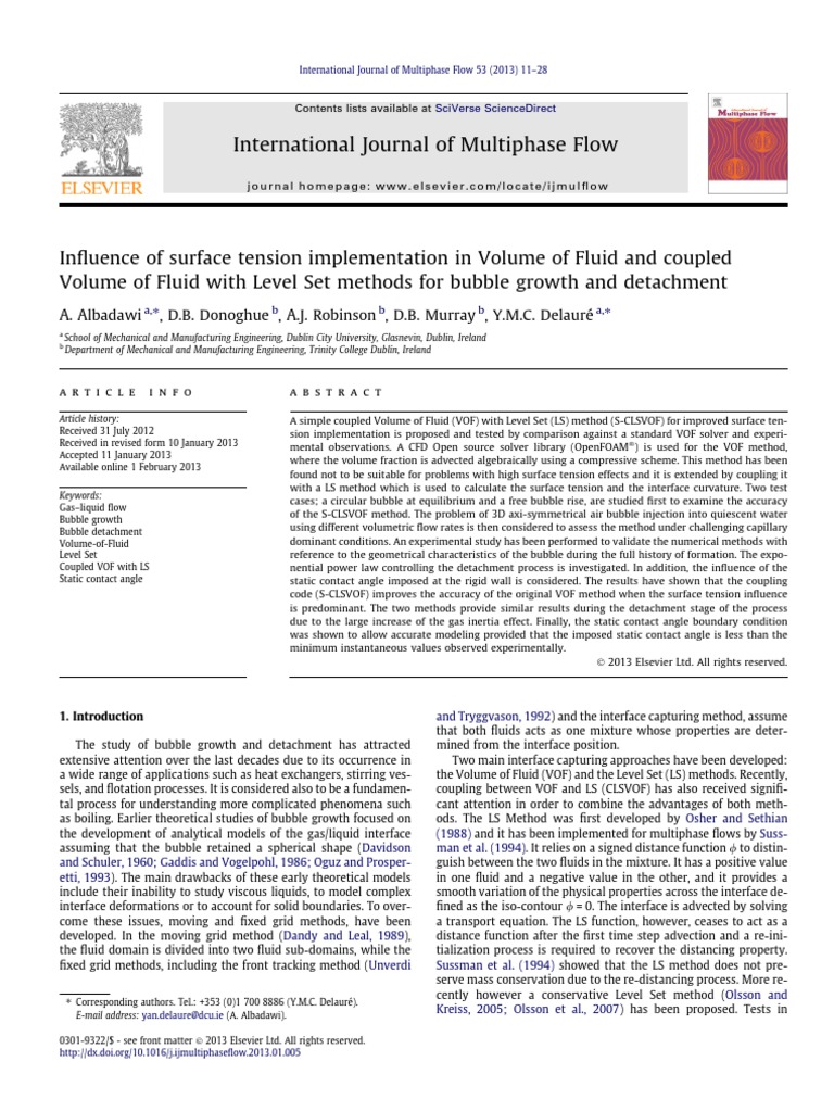 Surface Tension in VOF and LS Methods | PDF | Liquids | Soft Matter
