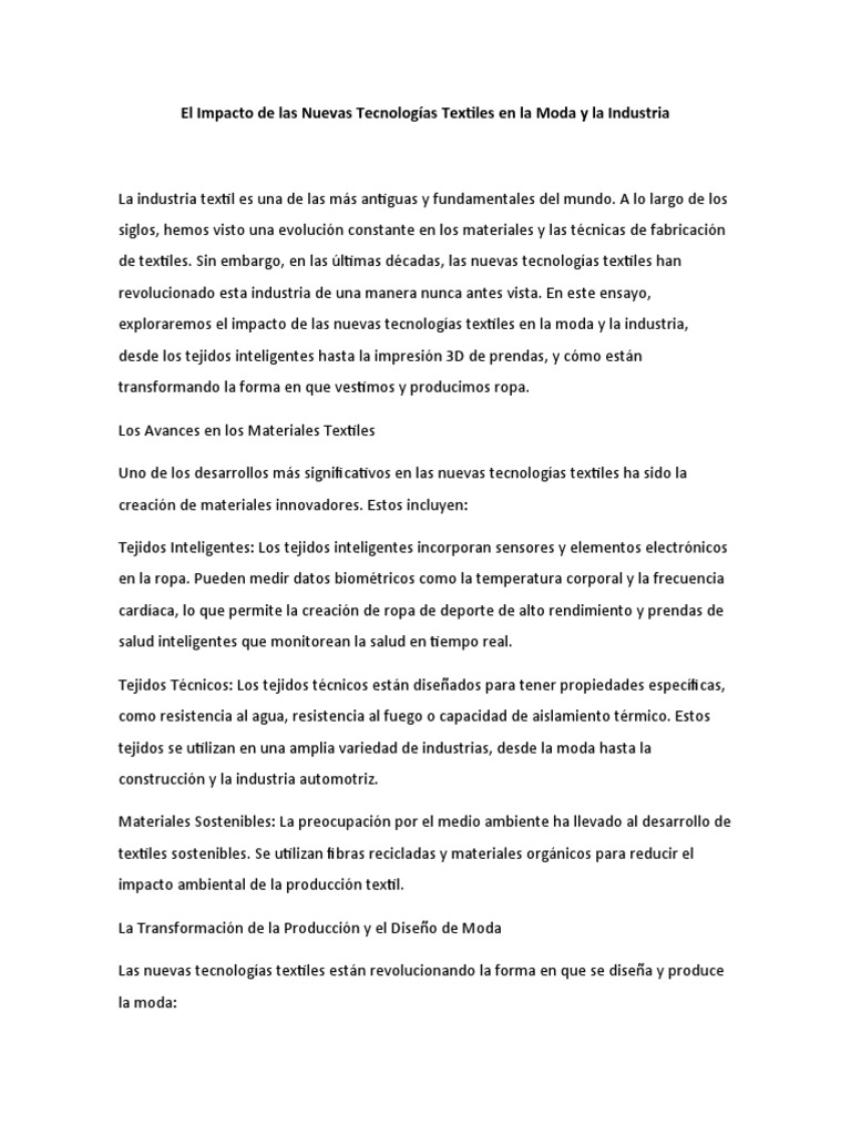 Innovaciones en Tecnología Textil | PDF | Industria textil | Impresión 3d