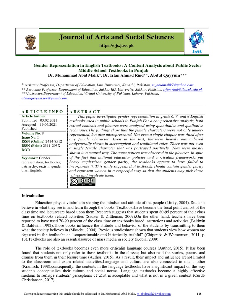 Gender Representation in Punjab Textbooks | PDF | Gender | Gender Studies