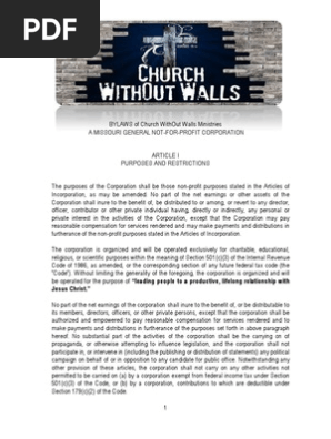 Church WithOut Walls Bylaws