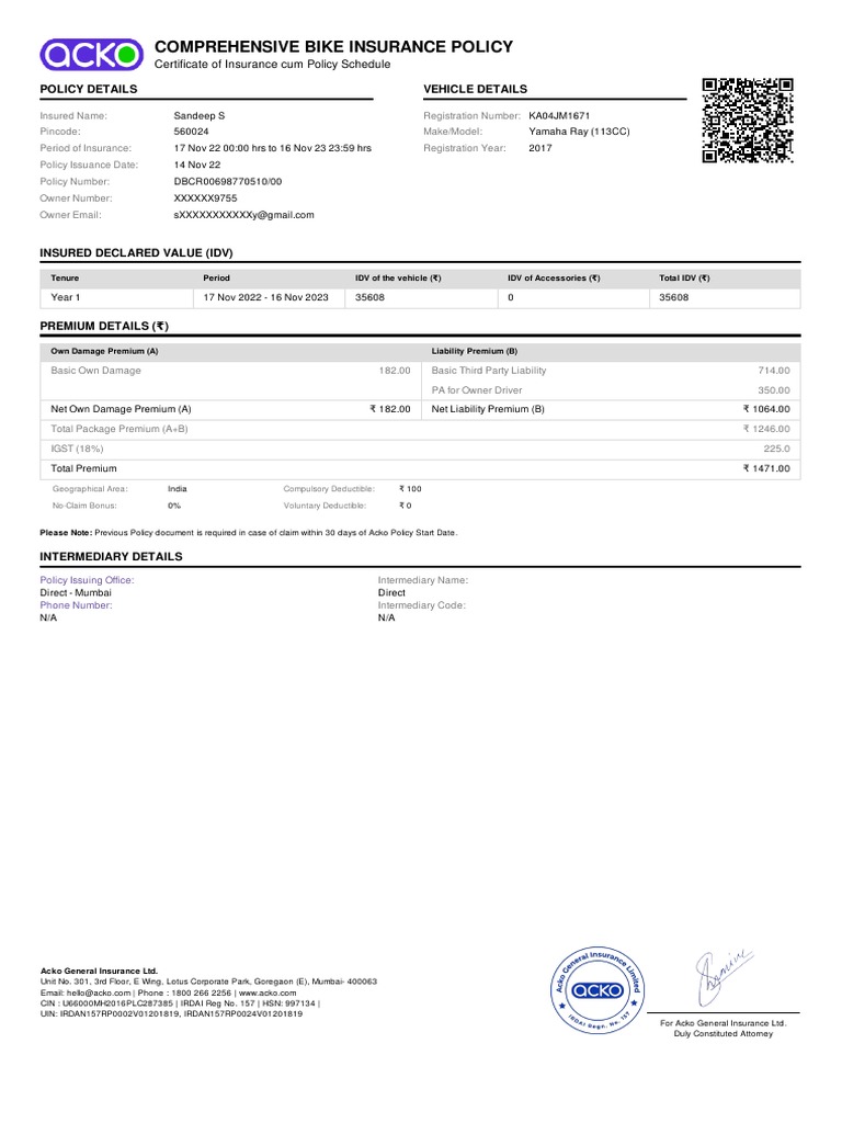 Yamaha Policy | PDF | Insurance | Civil Law (Legal System)