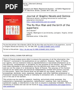 The Ku Klux Klan and the birth of the superhero