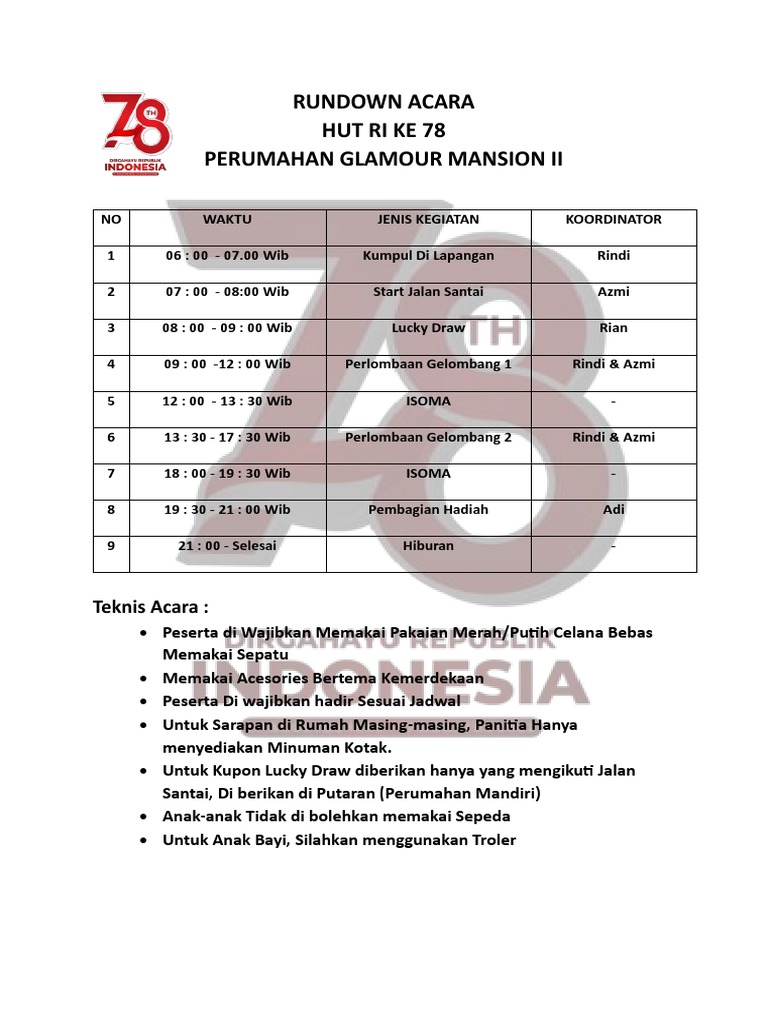 Rundown Acara | PDF