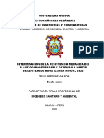 Determinación de La Resistencia Mecanica Del Plastico Biodegradable Obtenido A Partir de Lenteja de Agua (Lemna Minor), 2022