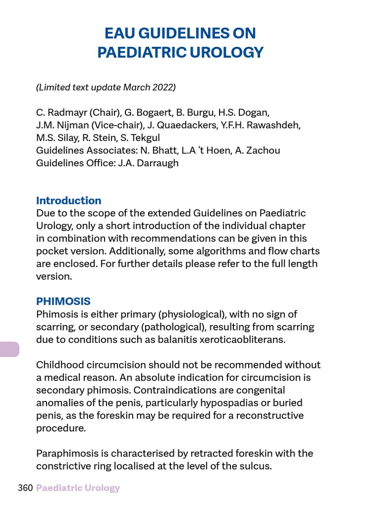 EAU Pocket On Paediatric Urology 2022 PDF Urinary Tract Infection