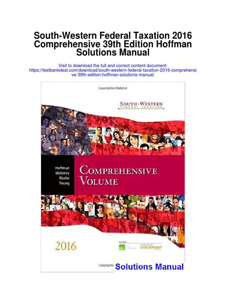 South Western Federal Taxation 2016 Comprehensive 39th Edition Hoffman