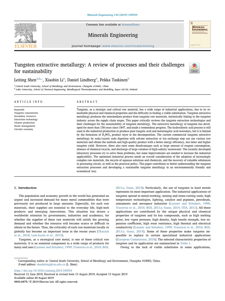Tungsten Catalyst Waste Management Review | PDF | Tungsten | Sodium ...