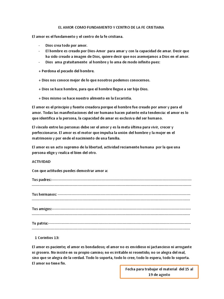 El Amor en la Fe Cristiana | PDF | Amor | Dios