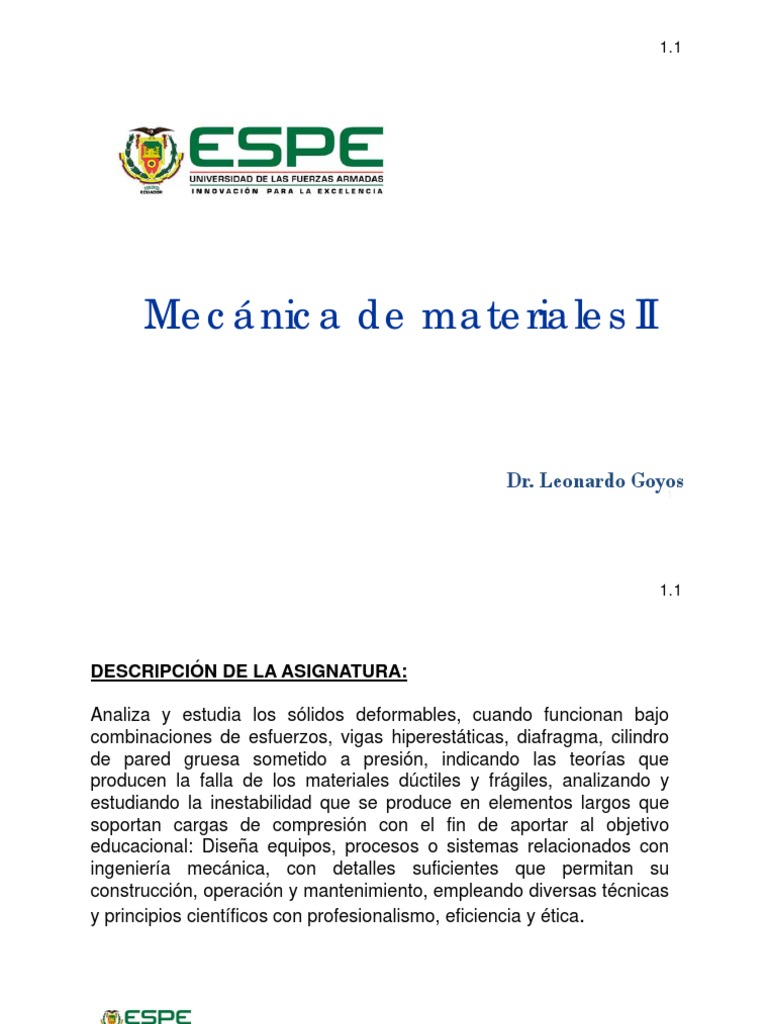 Mecanica De Materiales Ii Pdf Viga Estructura Doblar