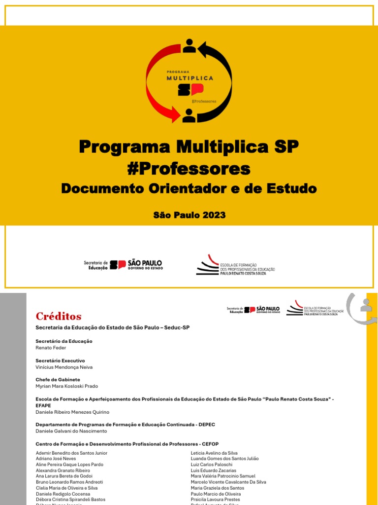 Programa Multiplica SP: Orientações 2023 | PDF | Pedagogia | Aprendizado