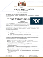 Ley Departamental #451 Ley Departamental de Transporte Terrestre para El Departamento de Tarija