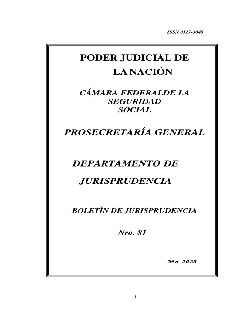 Boletin de jurisprudencia nro 81 cfss pdf subrogaci n jubilaci n