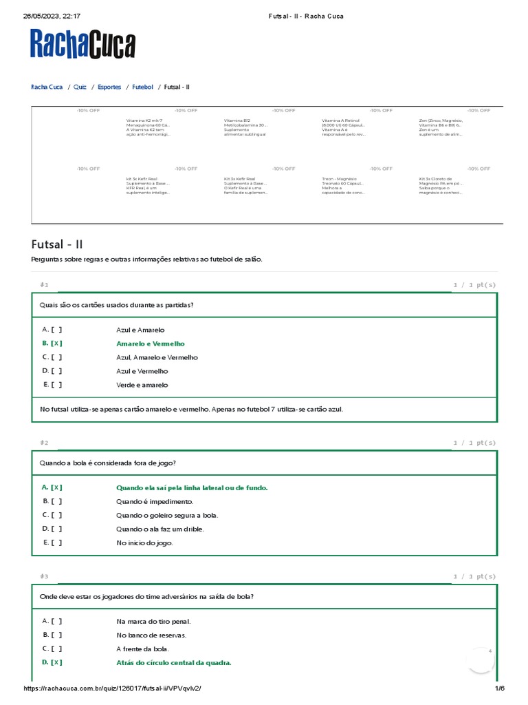 Futsal - II - Racha Cuca, PDF, Futebol