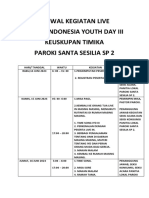 Jadwal Kegiatan Live in Pra Iyd Paroki Santa Sesilia SP 2 L