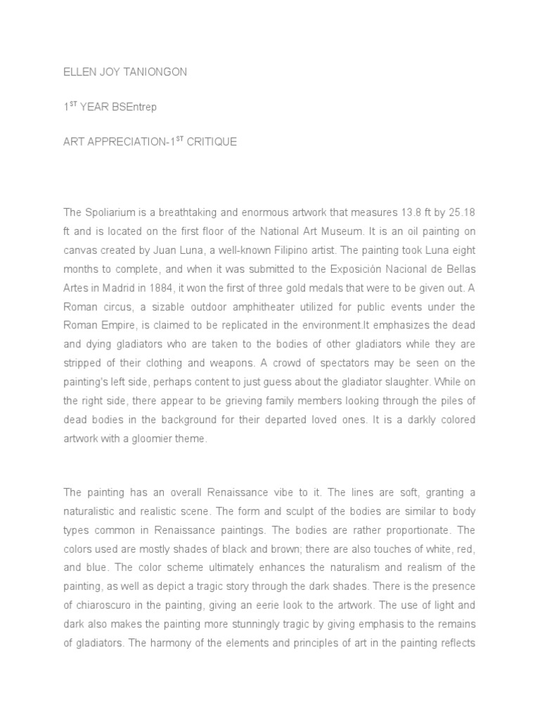 Art Appreciation Critique | PDF | Plastic Arts | Paintings