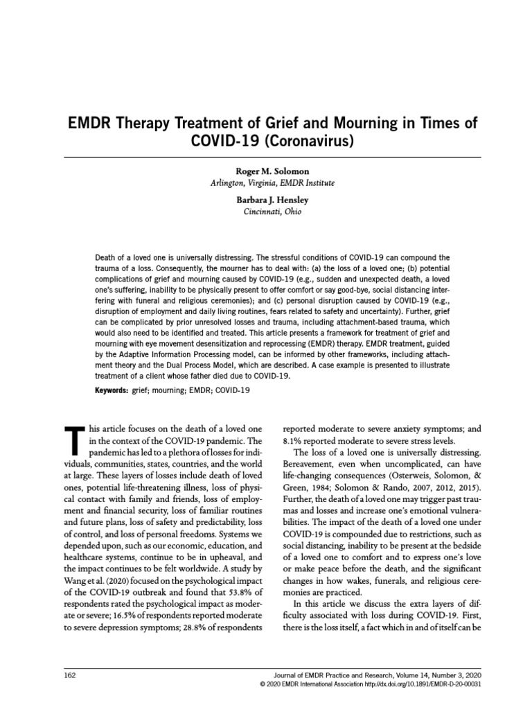 EMDR Therapy for Grief During COVID-19 | PDF | Attachment Theory | Grief