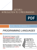 LECTURE 2 - Introduction To C Programming