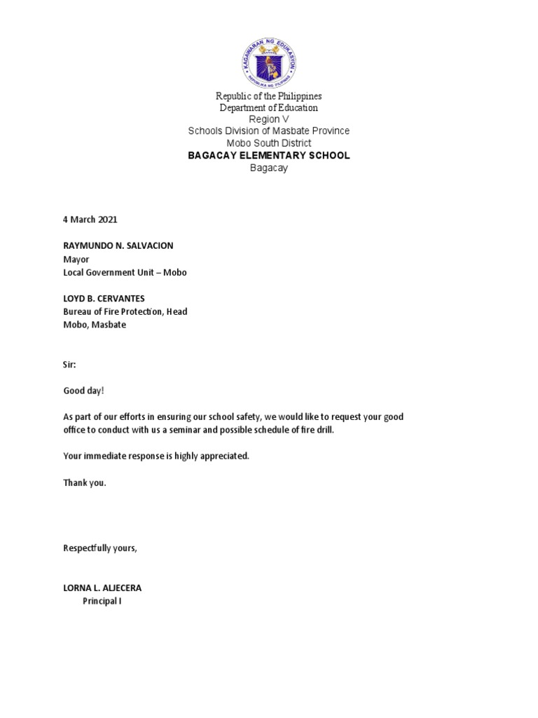 Fire Drill Letter Request | PDF