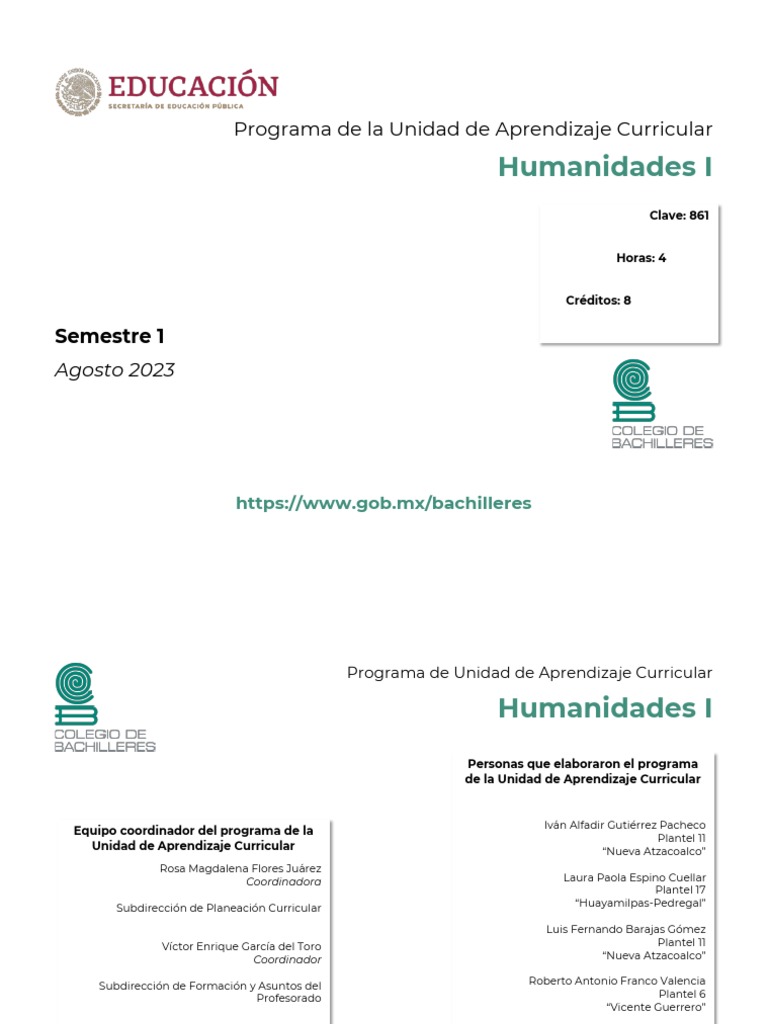 Programa de Humanidades I 2023 | PDF | Plan de estudios | Evaluación