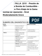 CÓDIGO DE FALLA 2215 - Presión de Entrega de La Bomba de Combustible - Datos Válidos Pero Abajo de La Gama Normal de Operación - Nivel Moderadamente Grave