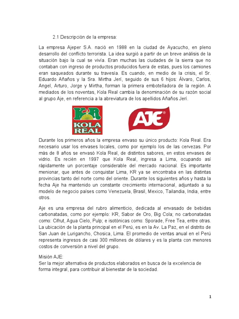 Historia y Estructura de Ajeper S.A. | PDF